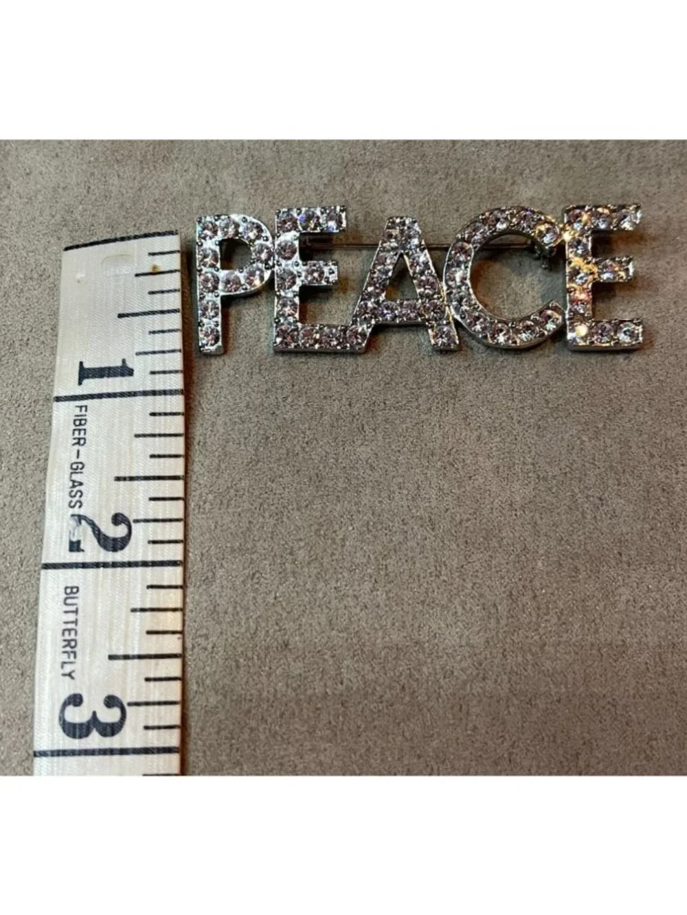 Vintage 90s New Genuine Austrian Crystals PEACE Silver Tone Pin Brooch